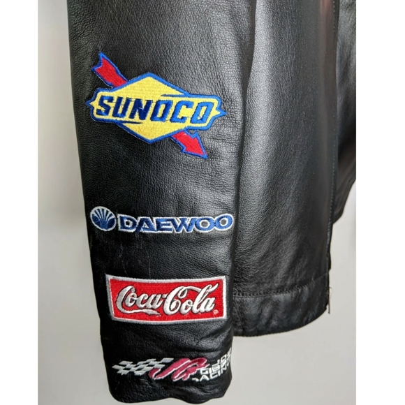 NASCAR Leather Jacket Mens M Tony Stewart Nextel Home Depot 2005 Patches Pocket - Picture 9 of 15